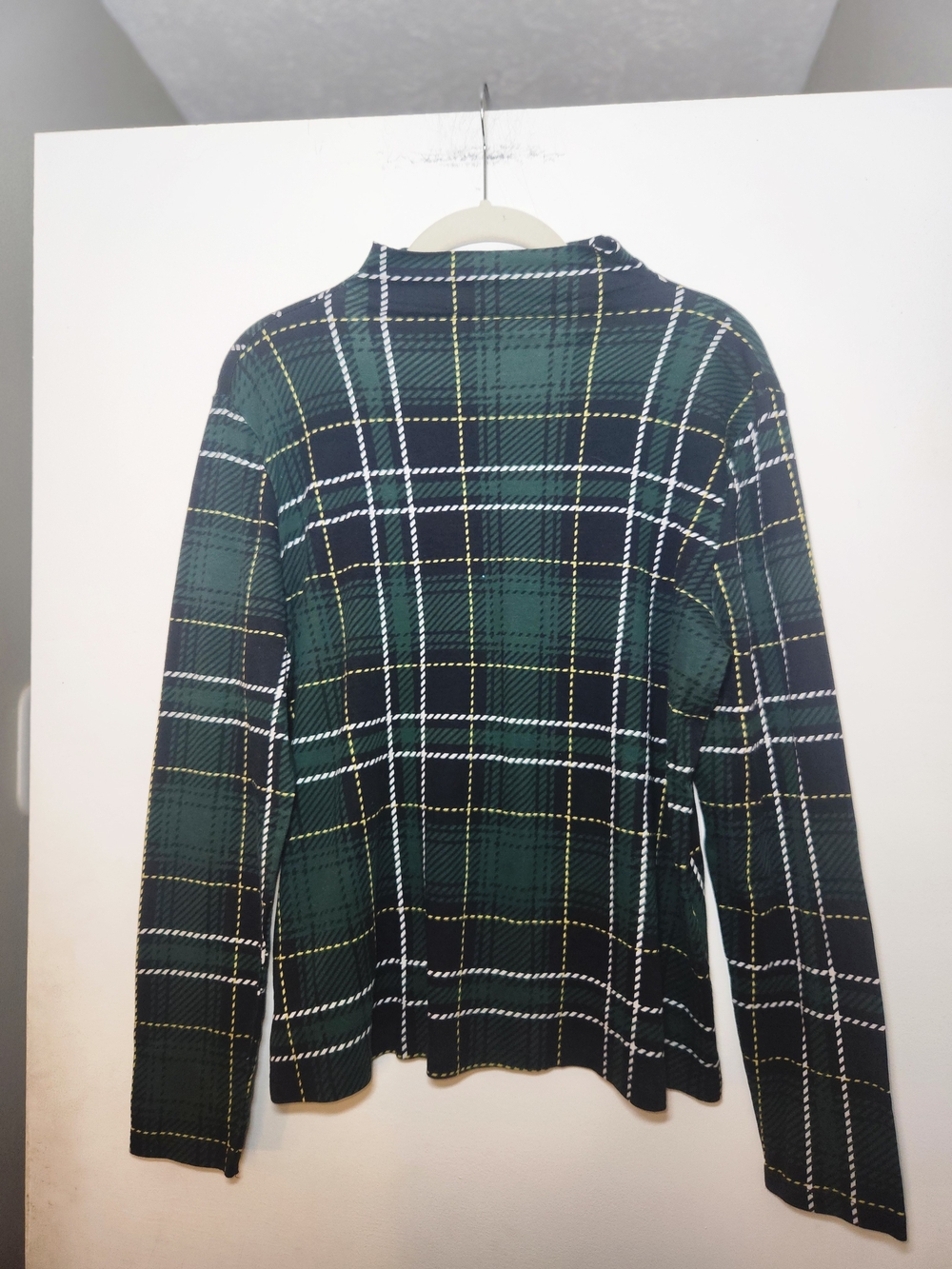Ann Taylor Dark Green Plaid Long Sleeve Top Women XL